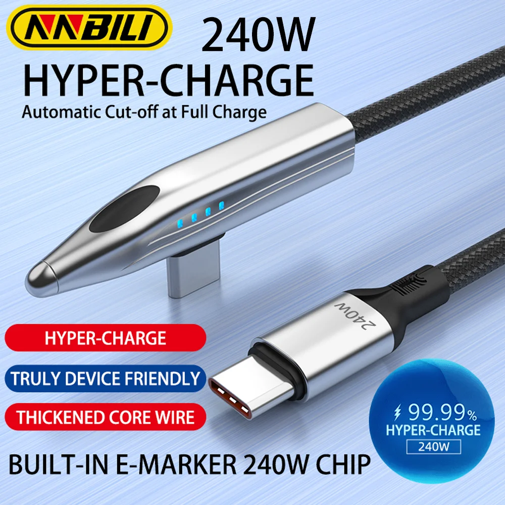 Cable de Datos de Carga Rápida con Luz LED para Tren de Alta Velocidad NNBILI, A-C, 3AC-C65W, 6AC-C240W, Compatible con Huawei y OPPO