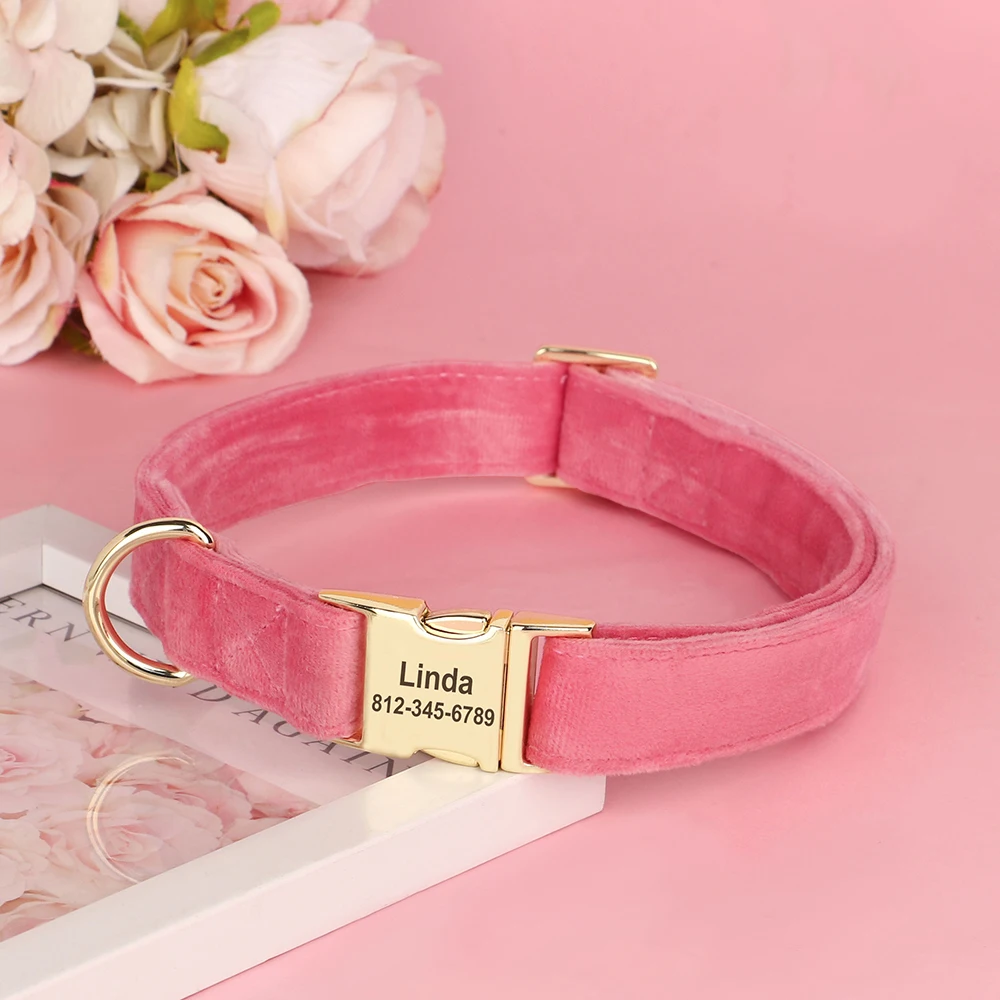 Collar personalizado para perros pequeños, medianos y grandes, collares con placa de identificación para cachorros y mascotas suaves grabadas personalizadas para Pug Bulldog Francés S-L