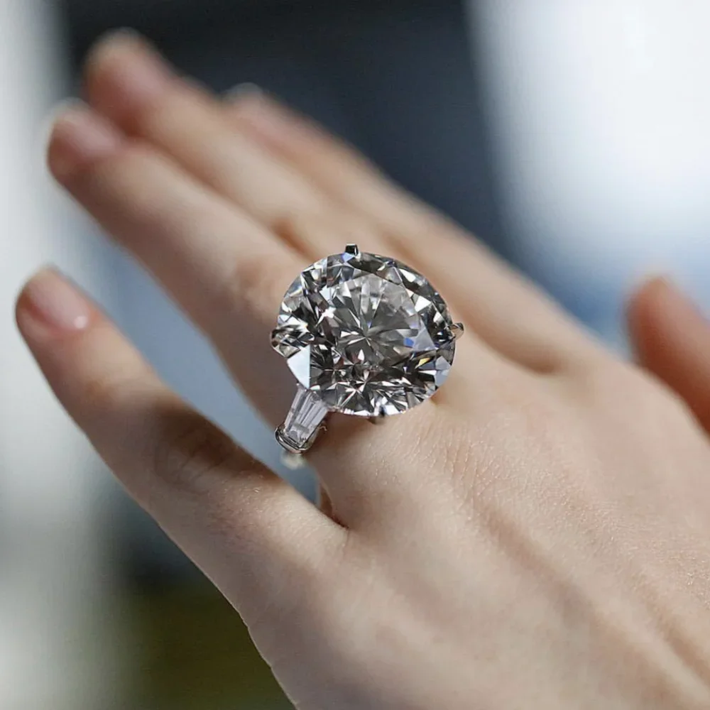 Anillo solitario de corte redondo de 6 quilates con diamantes de laboratorio, anillos de compromiso de Plata de Ley 925 para mujer, joyería para fiesta nupcial, regalo