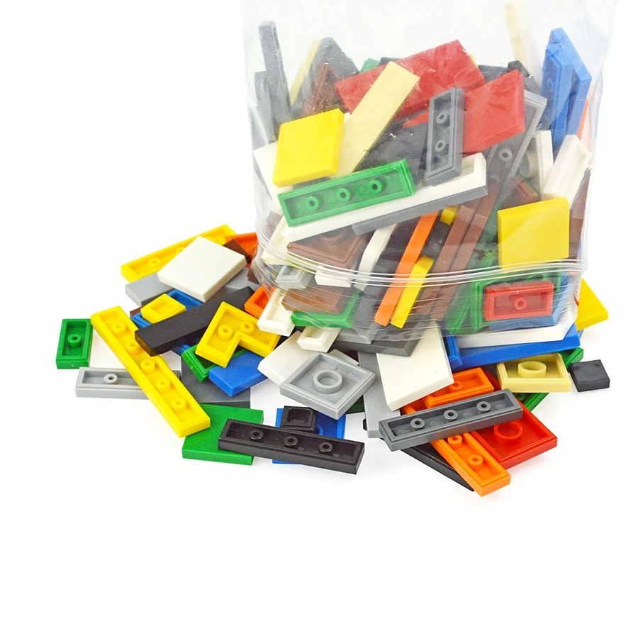 Leduo-modelo de bloques de construcción lisos y finos para niños, piezas de juguete multicolor de 150 piezas, figuras a granel, azulejos planos, juguetes educativos