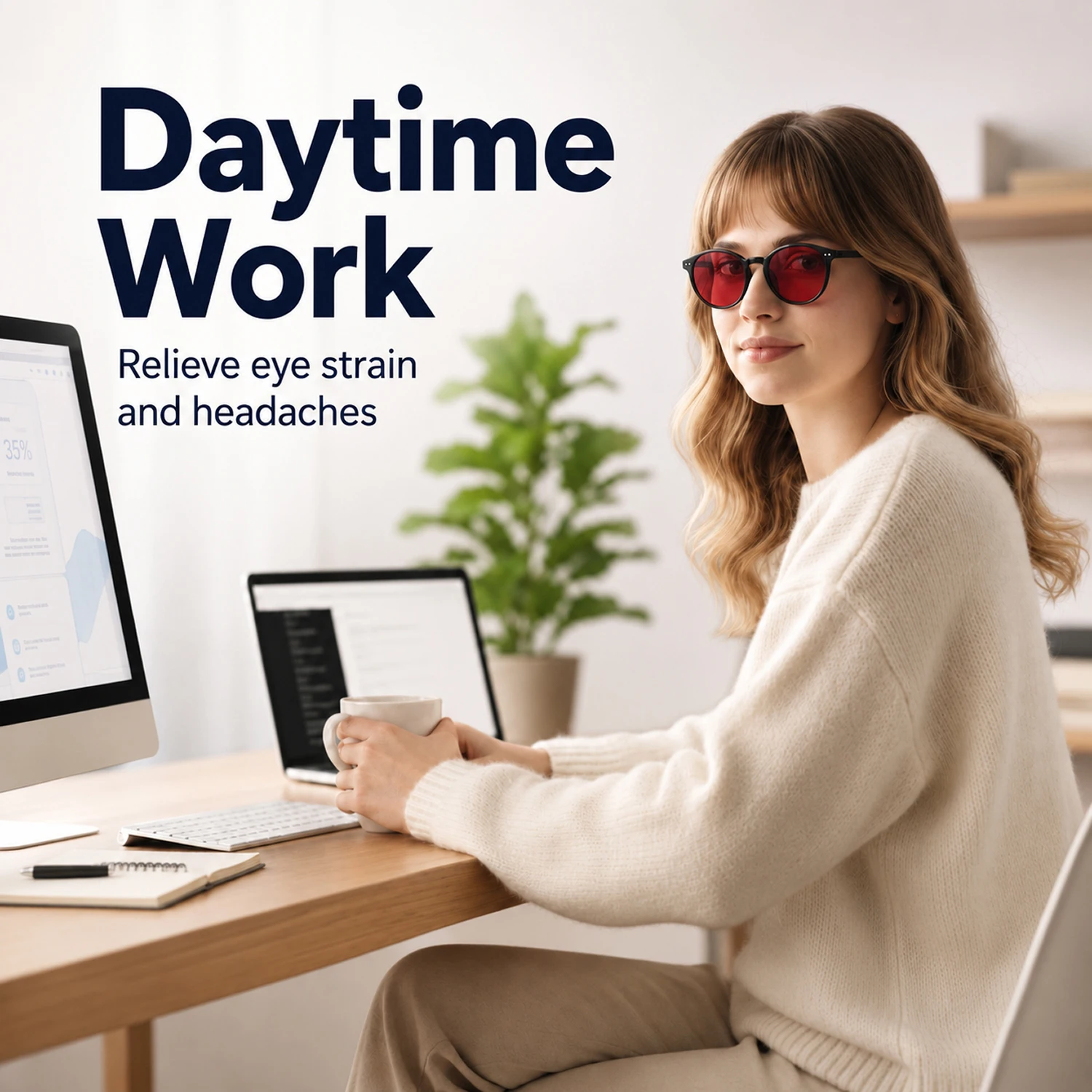 Gafas con Filtro de Luz Azul, Lentes con Tinte Rojo, Mejoran el Sueño, Previenen la Fatiga Ocular, para Hombres y Mujeres, TR90, Visión Nocturna, para el Trabajo y el Deporte
