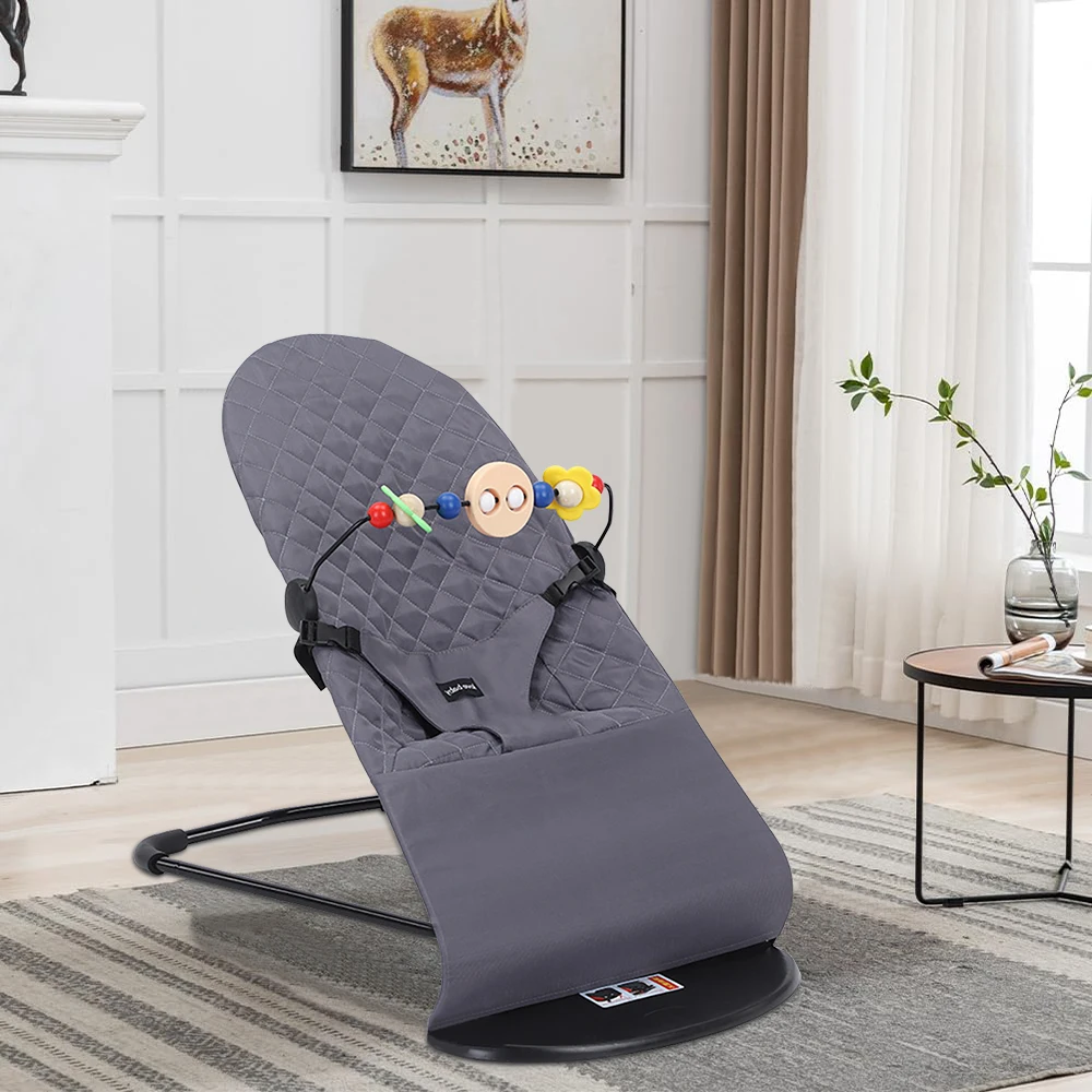 Mecedora para bebé con juguetes, columpio plegable para bebés y niños pequeños, silla cómoda para bebé con ajuste de altura de tres velocidades
