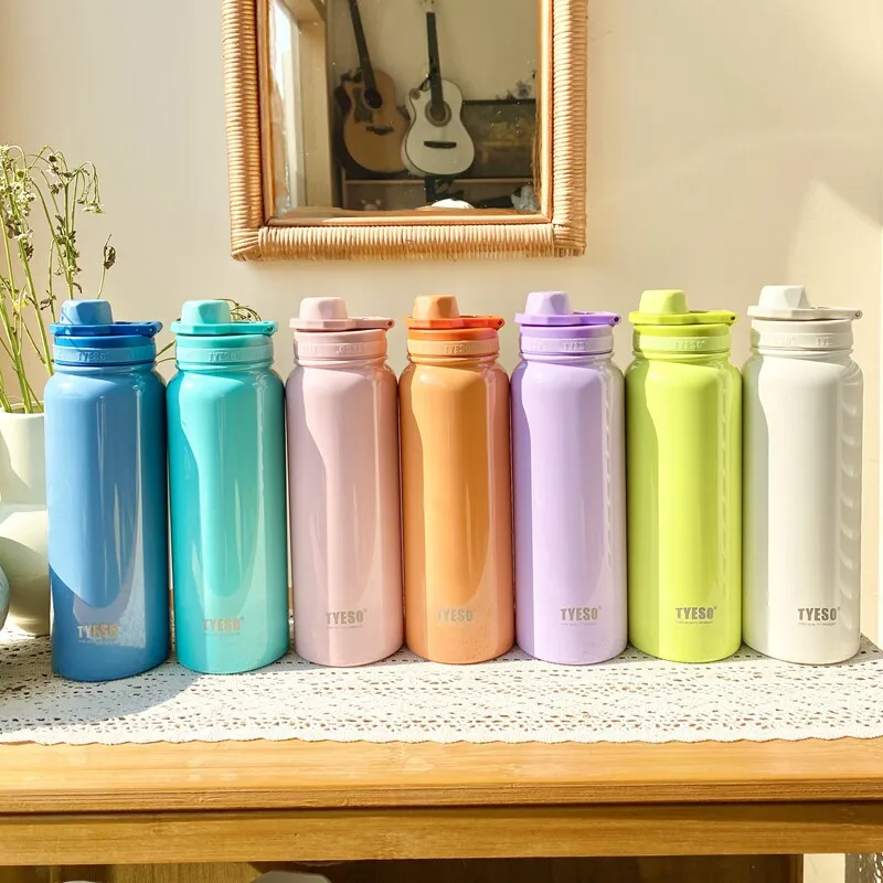 Botella Térmica TYESO, Termo para Auto, Vaso Aislado para Deportes al Aire Libre, Viajes, Termos de Acero Inoxidable, Taza Térmica