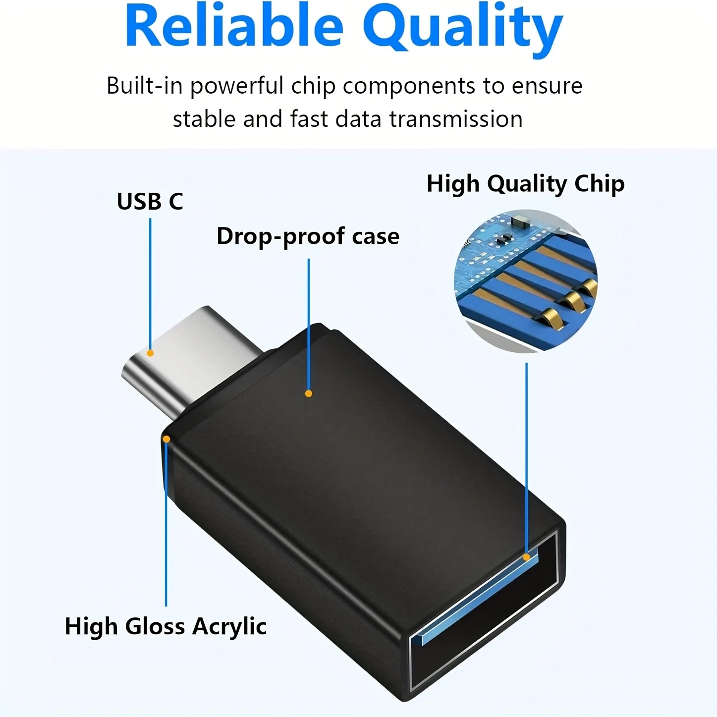 USB-C to C Adapter OTG Data Charging Converter Micro Female to C, suitable for mobile phones, PC computer OTG USB C conversion