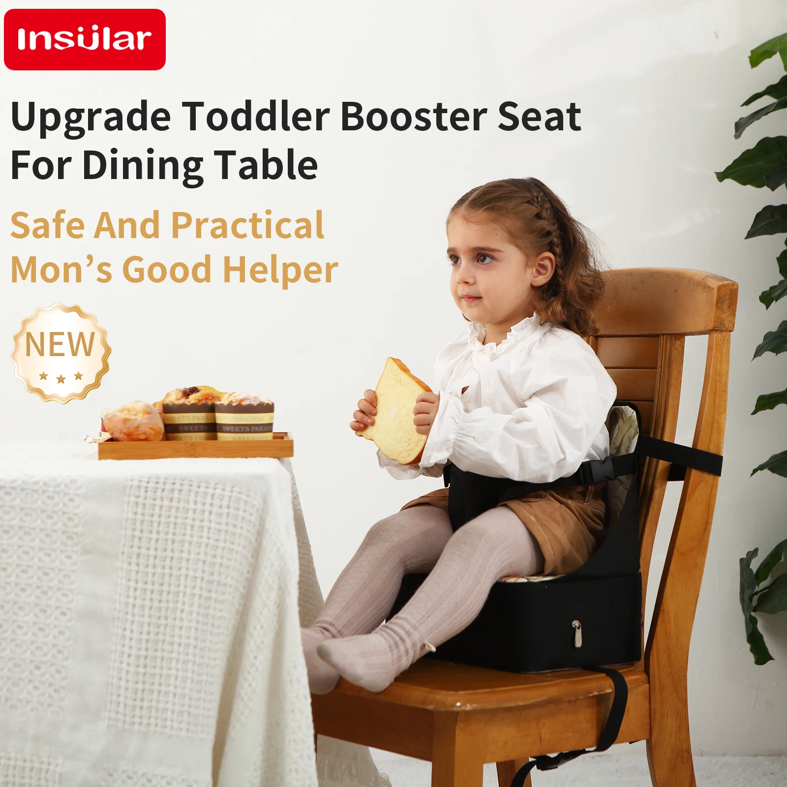 Cojín de asiento elevador ventilado plegable para niños, cojín antideslizante, silla cómoda para niños pequeños, asiento alto portátil impermeable