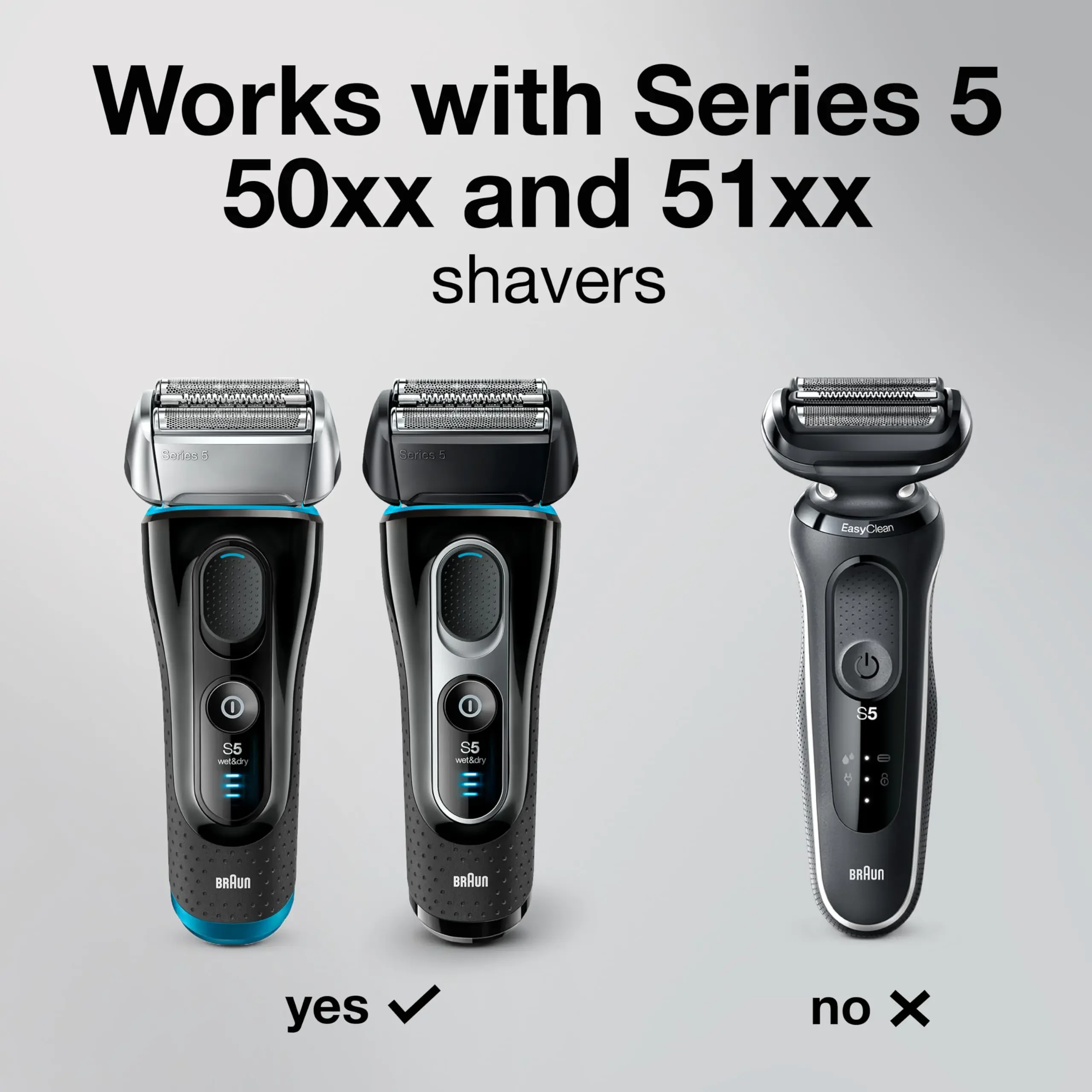 Cabezales de Repuesto Braun Serie 5, Lámina de Corte 52B para Afeitadoras 5020S, 5030S, 5040S, 5050CC, 5070CC, 5090CC