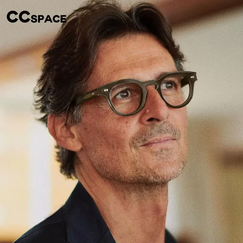 55464 Gafas de acetato de alta calidad, gafas redondas Vintage para hombre, gafas graduadas ópticas, montura para mujer, gafas de marca de lujo de Corea