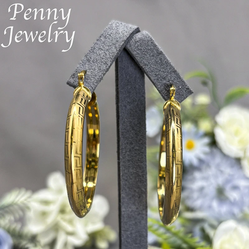 Pendientes de aro redondos grandes chapados en oro de 18 quilates para mujer, pendientes circulares Vintage de cobre, regalos de boda para fiesta, conjuntos de joyería italiana africana