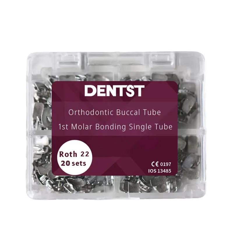 Roth tubo bucal de ortodoncia, 1er Molar Convertible, marca láser, tubos individuales, Base de malla, 20 juegos