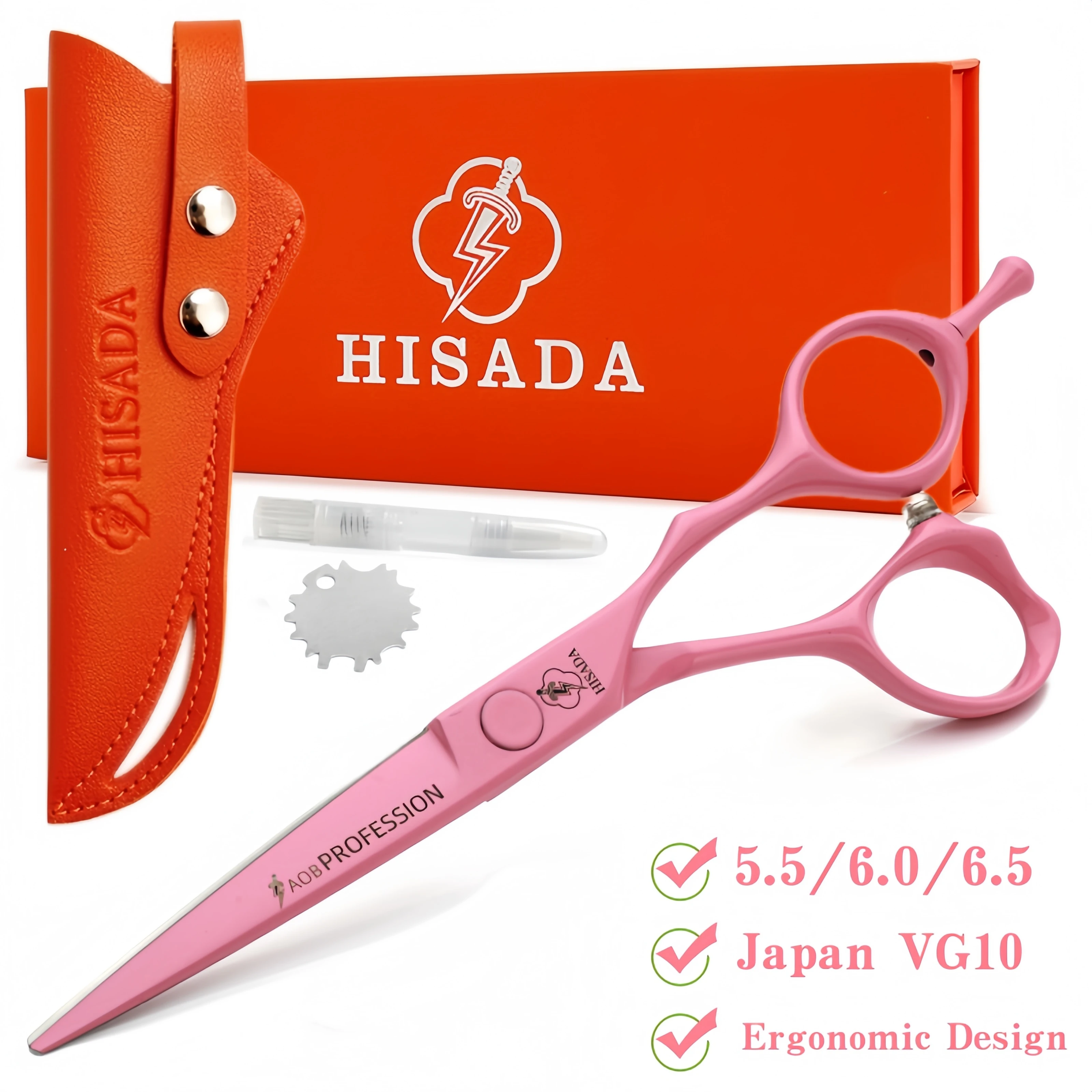 Tijeras de peluquero profesionales HISADA, tijeras de peluquería rosas de 5,5/6,0/6,5 pulgadas, máquina para cortar cabello, accesorios de barbería