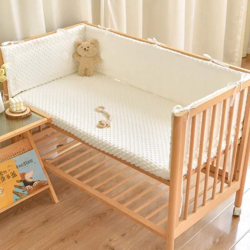 Barandilla gruesa para cuna, Protector para decoración de habitación de bebé, valla de cuna de bebé de Color sólido, protección de cama de algodón