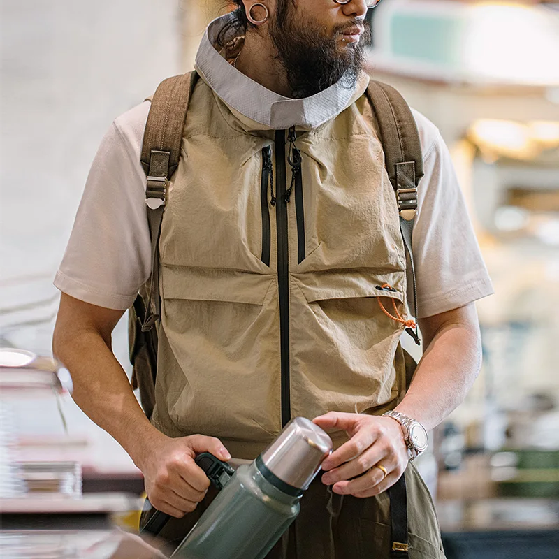 Maden-Chaleco de secado rápido para hombre, chaqueta sin mangas con capucha, multibolsillo, para acampar, pescar, montaña, caza táctica