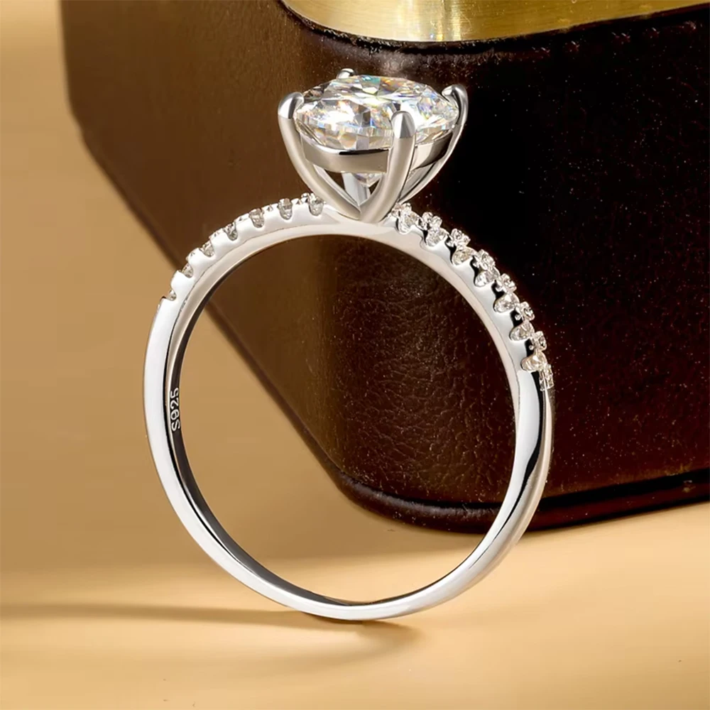 Anillos de compromiso de moissanita de corte ovalado de 1/2/3/4CT para mujer, anillo de boda de plata S925 con diamante de Halo oculto solitario con GRA