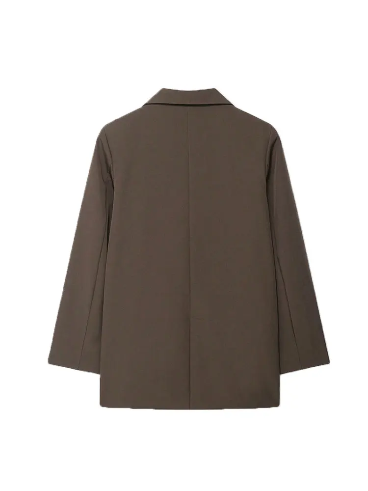 Abrigo Blazer de Color sólido con doble botonadura para mujer, ropa de oficina de manga larga para primavera, Otoño e Invierno, estilo de dinero viejo