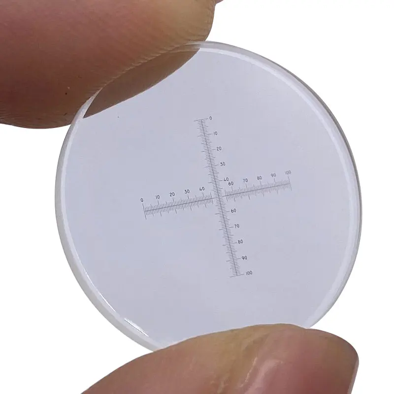 DIV = micrómetro ocular de microscopio de 0,1mm para calibración de micrómetro de escenario, regla cruzada de rallado, diapositiva de escala 10x10