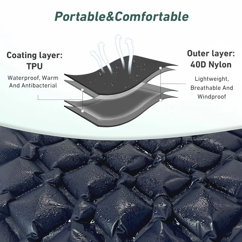 WESTTUNE-colchoneta para dormir para acampar, colchón inflable ultraligero, cojín de aire portátil para exteriores, colchoneta para dormir para viajes y senderismo