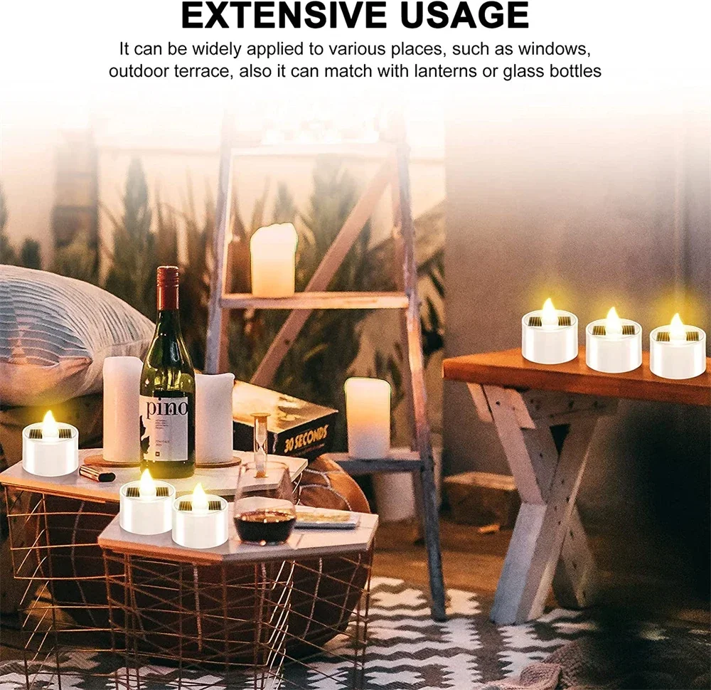 Velas LED Solares, Velas sin Llama para Exteriores, Impermeables, Recargables, para Decoración de Jardín, Hogar y Fiestas