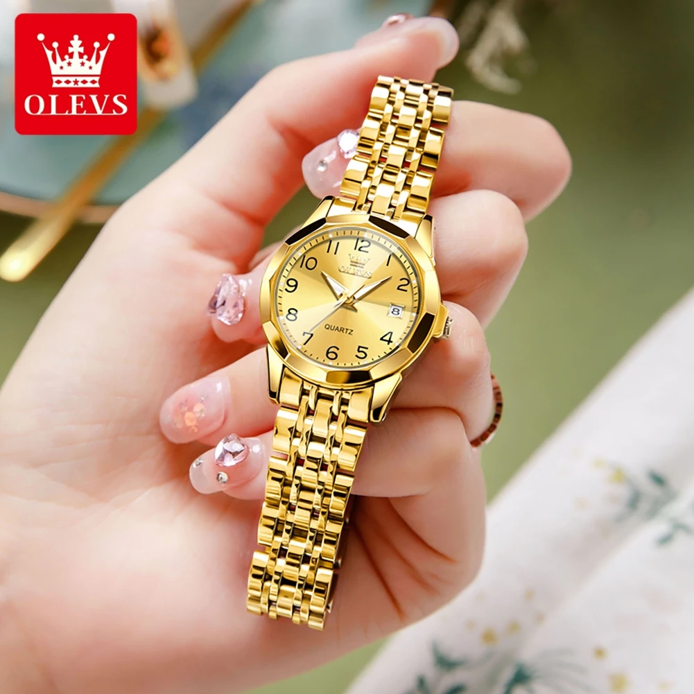OLEVS 9970 reloj para hombre marca Original reloj de cuarzo luminoso resistente al agua espejo rombo reloj de acero inoxidable con fecha y día con caja