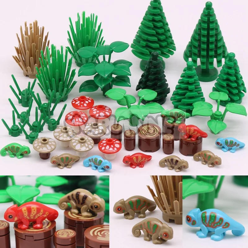MARUMINE 48 UDS-54 Uds. Conjunto de accesorios de bloques de construcción MOC Jungle Garden City View piezas de modo de ladrillos lagartos 2435 3471 6064 14769