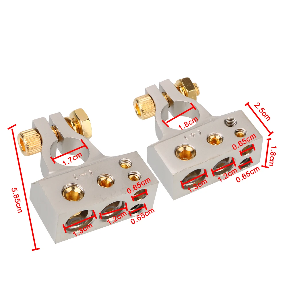 2 uds positivo negativo con 2 cubiertas transparentes cuñas 0/2/4/8/10 calibre cabeza de batería modificada para coche conectores de terminales de batería de coche