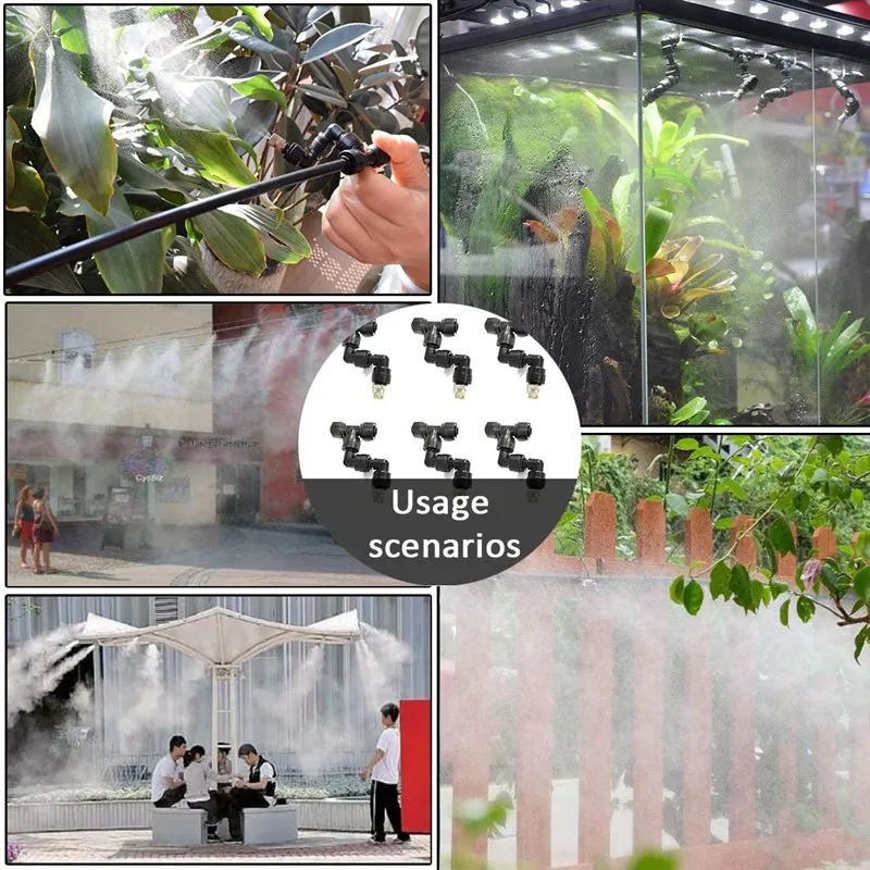 Boquillas de nebulización ajustables para terrario, rociador nebulizador giratorio de 360 grados para Reptiles, conectores rápidos de invernadero, 6 uds.