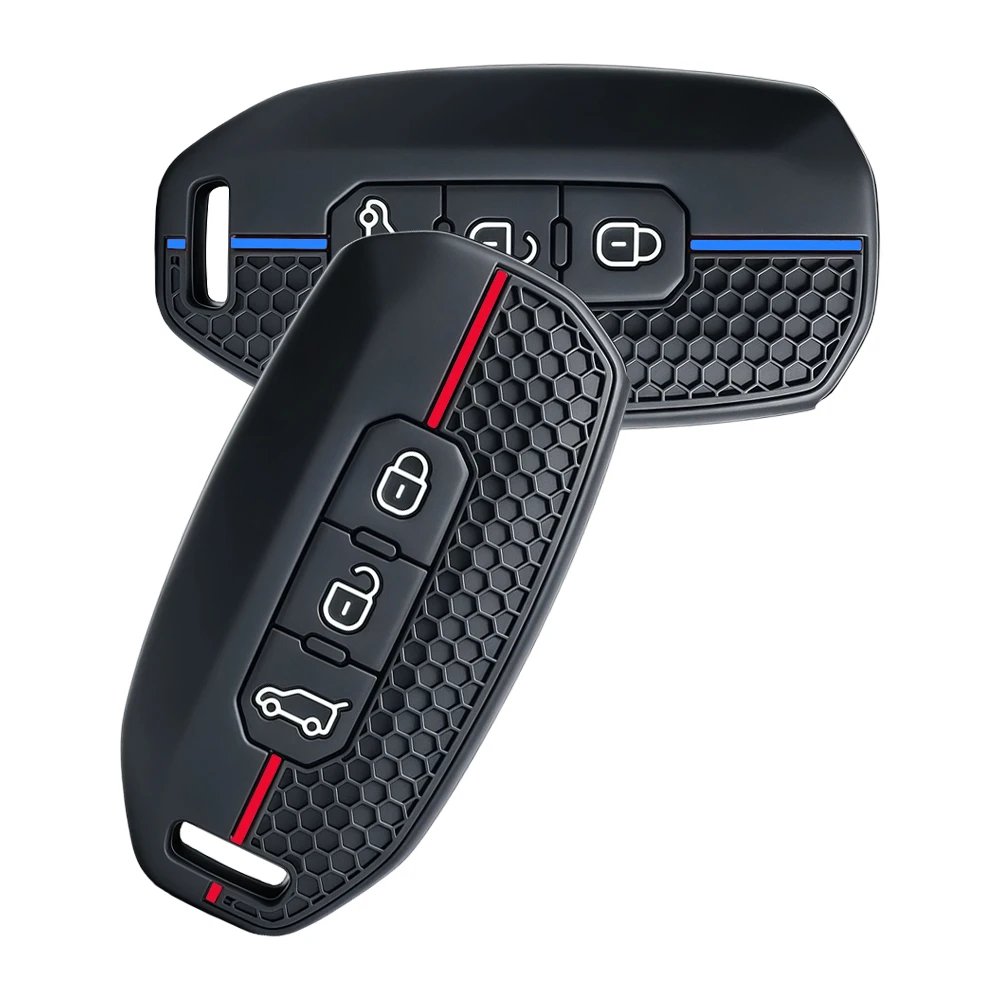 Funda de silicona para llave inteligente de coche, 3 botones, para Ford Territory EV, funda protectora, llavero, accesorios para automóvil