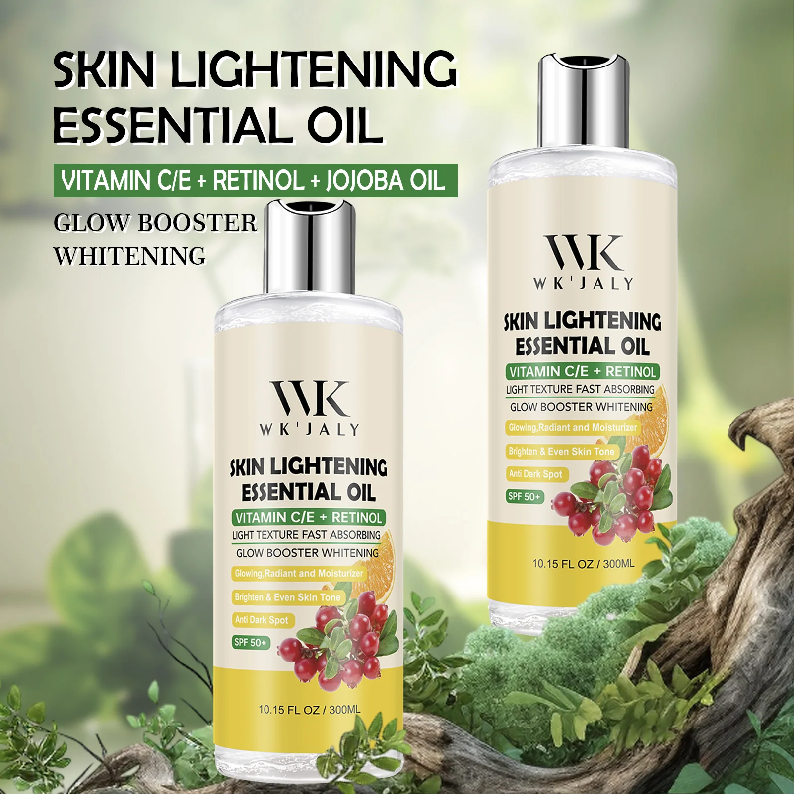 WK JALY Aceite Aclarante con Vitamina C y Retinol, Hidrata, Blanquea, Anti-Manchas Oscuras, Unifica el Tono de Piel, No Grasoso, 300ml
