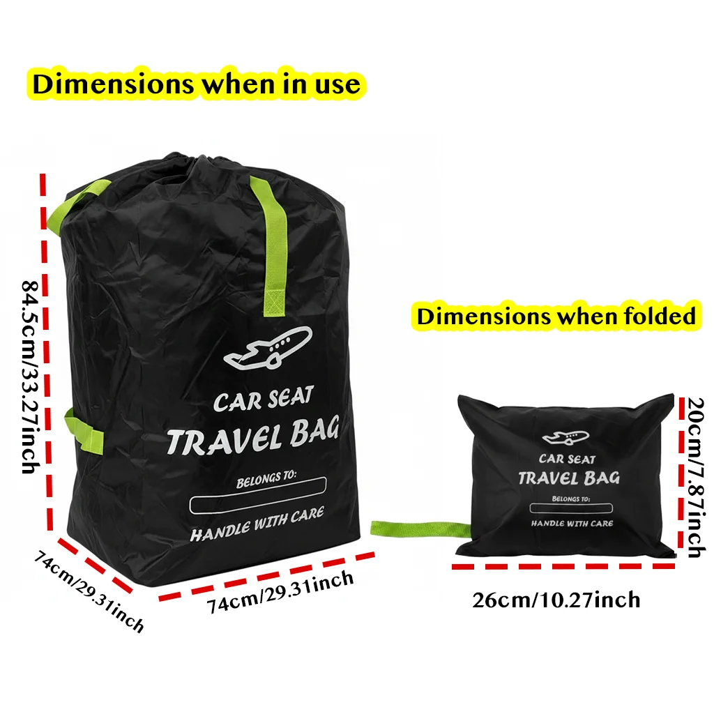Bolsa de viaje portátil para asientos de coche para portabebés y sillas elevadoras – Correas ajustables para los hombros, asa de transporte práctica, resistente y duradera