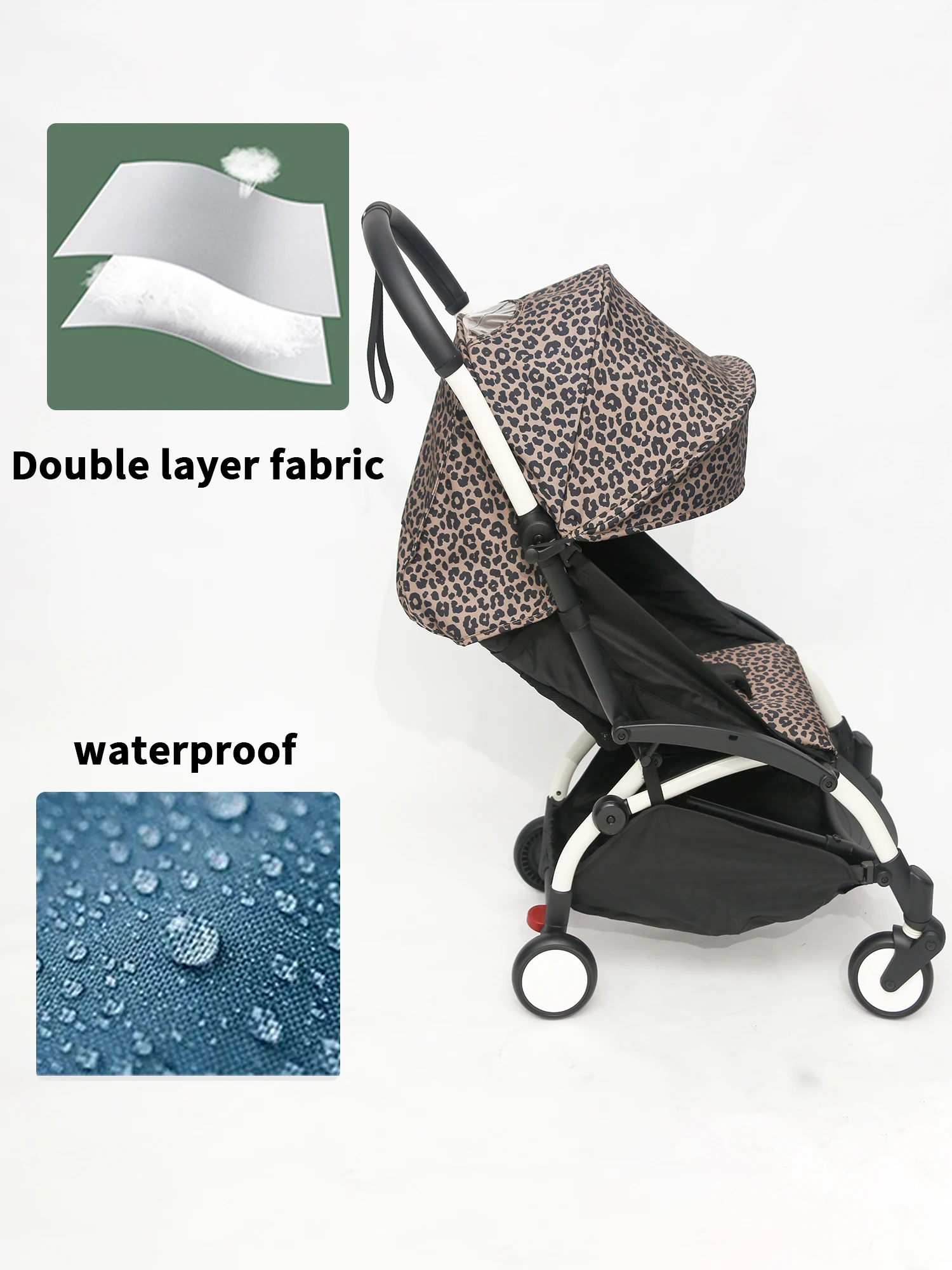 6 + dosel y colchón aptos para YOYO3 YOYO2 YOYA tela gruesa impermeable estampado de leopardo sombrilla cojín accesorios de cochecito de bebé
