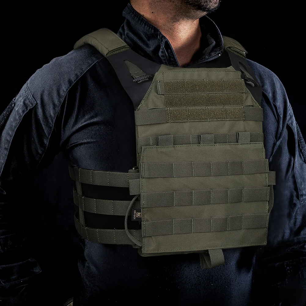 KRYDEX 500D táctico JPC 2 chaleco puente placa portador MOLLE Panel de solapa frontal mochila combate caza Ranger chaleco verde