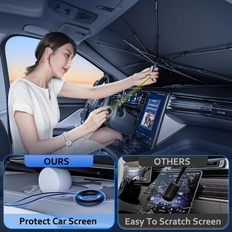 Parasol plegable para parabrisas de coche, sombrilla para protección solar, accesorios para Tesla