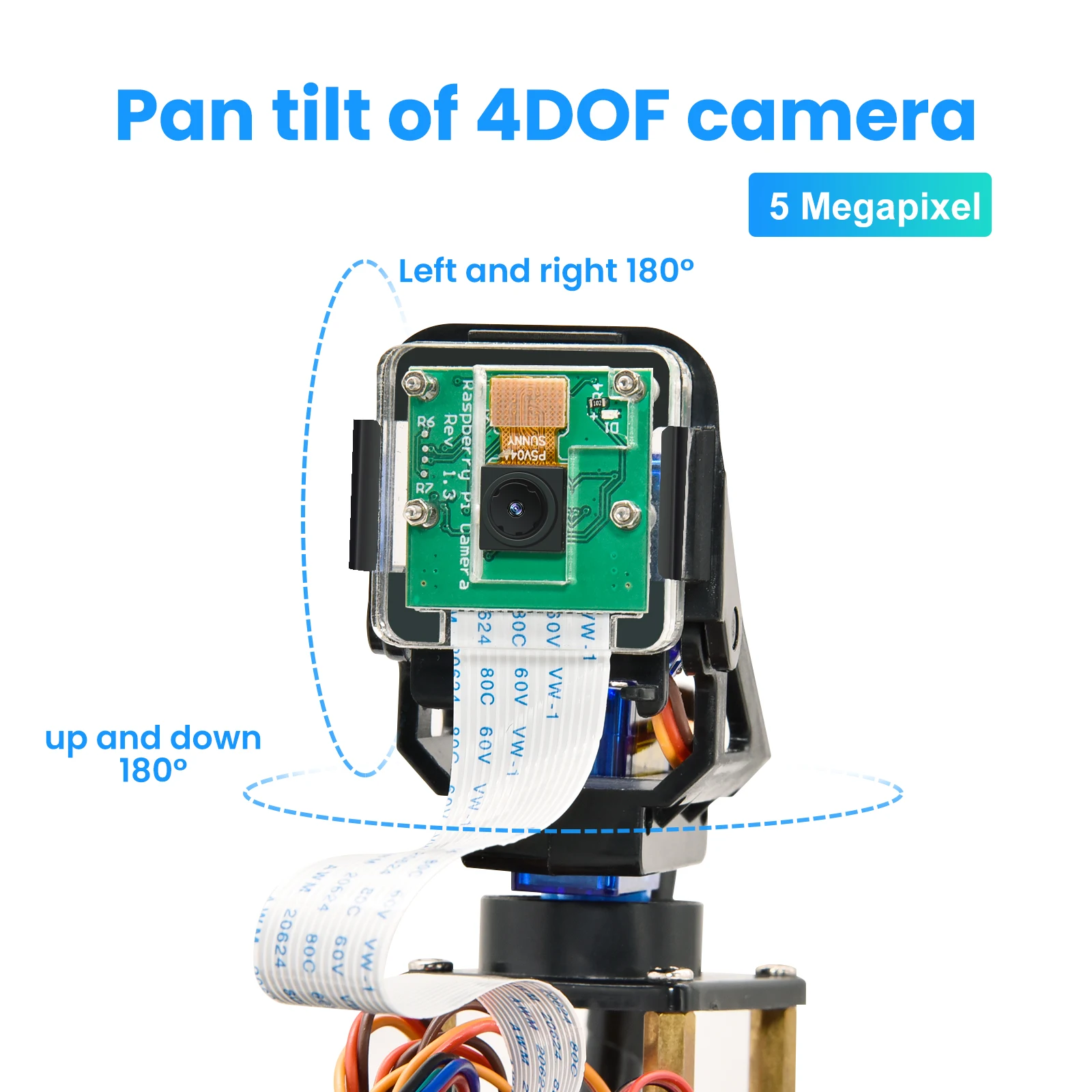 Kit de coche Robot inteligente Keyestudio 4WD para Raspberry Pi con módulo de cámara megapíxeles y tutoriales de programación (sin placa RPI 4B)