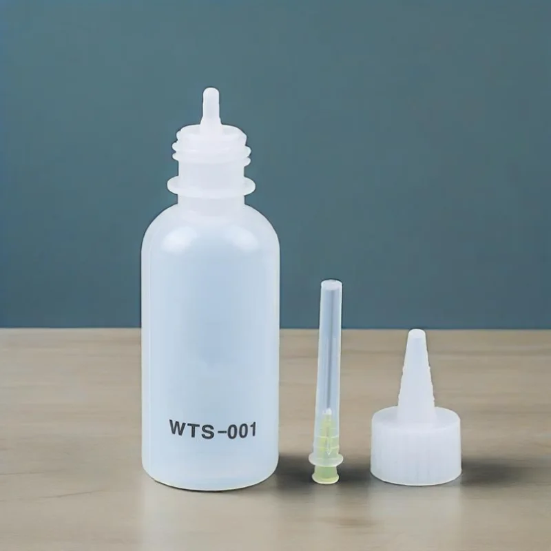 Alcohol líquido con aguja 50ML WTS-001 para teléfono PCB reparación de soldadura plástico para dispensador colofonia pasta fundente de soldadura 1 ud.
