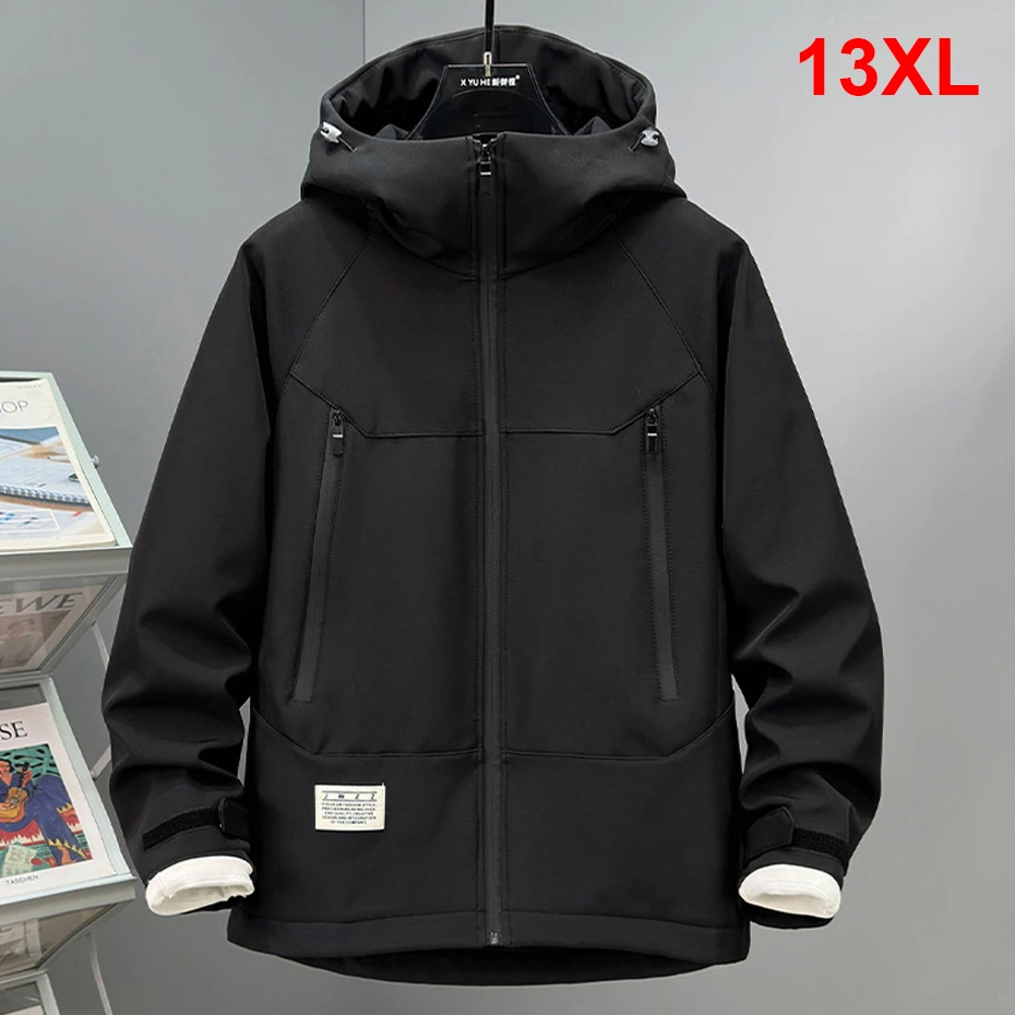 Chaqueta cortavientos impermeable de talla grande 13XL, chaqueta de campamento para hombre, abrigo, chaqueta de lana de otoño, prendas de vestir exteriores para hombre