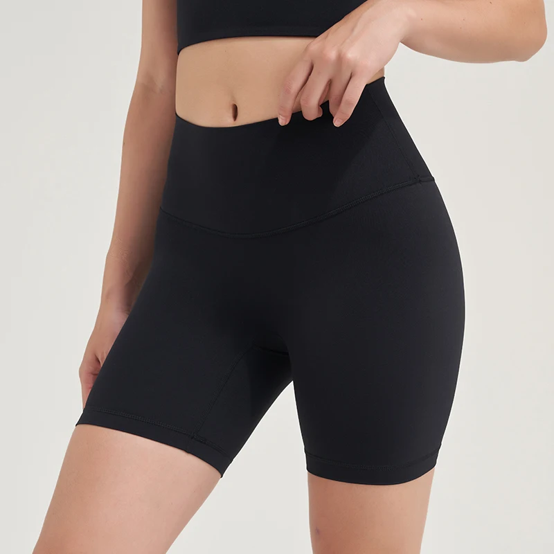 SOISOU-pantalones cortos de nailon para mujer, pantalones cortos de Yoga para gimnasio, mallas de cintura alta, elásticos, ajustados, transpirables, sin líneas ambómodas, pantalones cortos de ciclismo para mujer