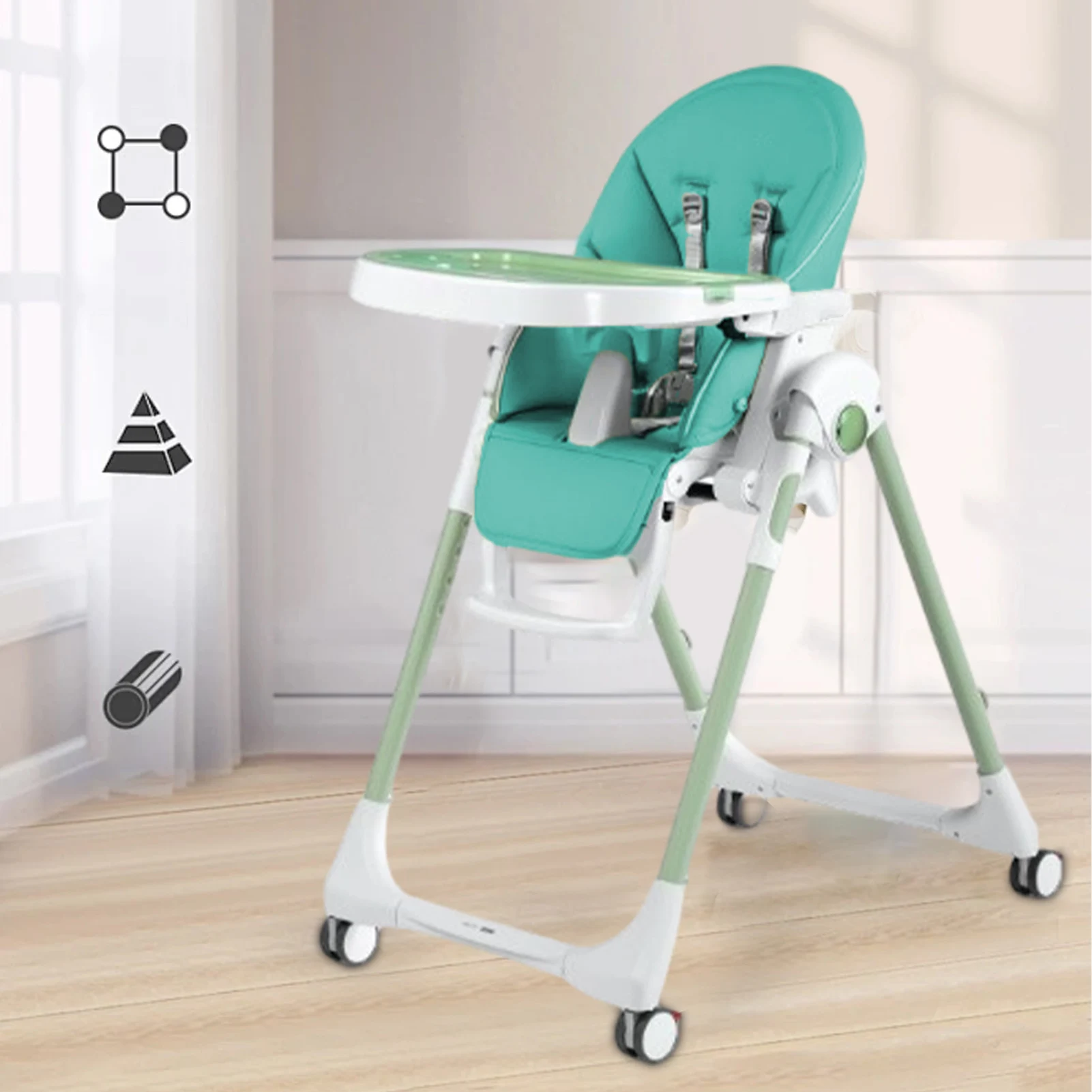 Funda para silla de comedor portátil, cojín para silla de comedor de cuero PU para bebé, funda de asiento multifuncional suave con relleno para niños
