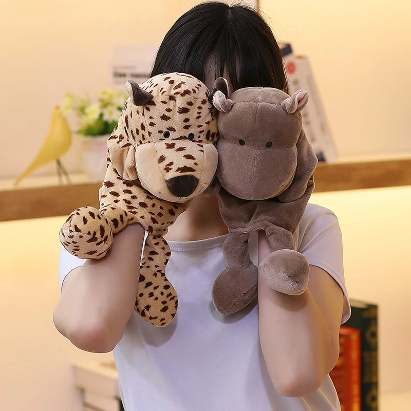 Marioneta de mano de animales de dibujos animados de 35cm, muñeca de juego para padres e hijos, León, elefante, cerdo, juguetes tranquilizadores, regalos de cumpleaños para niños