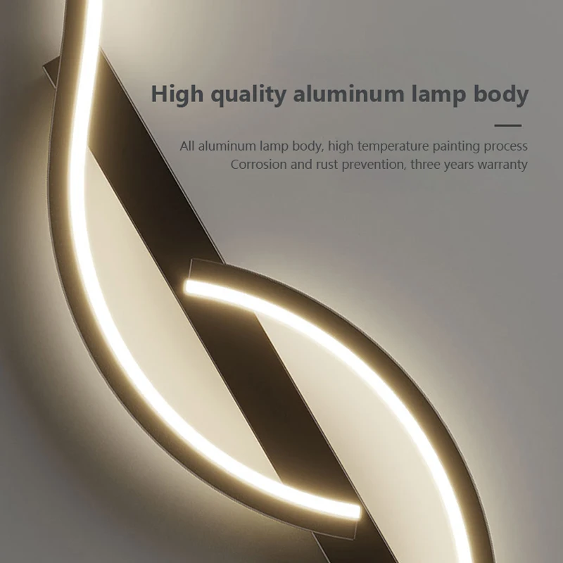 Lámpara de pared LED moderna, luz Led minimalista para dormitorio, mesita de noche, apliques de pared de tira larga, sala de estar, sofá, accesorio de iluminación interior para el hogar