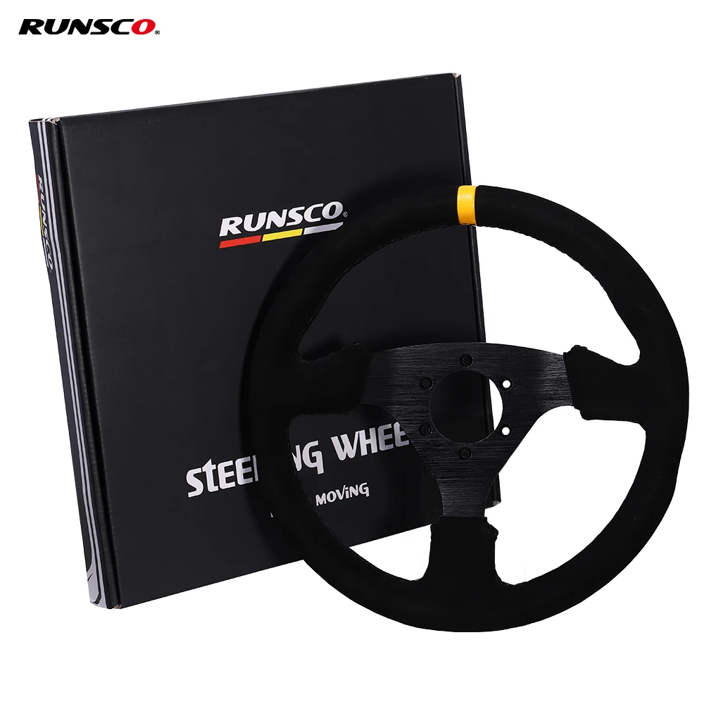 Volante Universal de 330mm, volante de juego de carreras Sim Drift de gamuza, marco plano de aluminio de 13 pulgadas