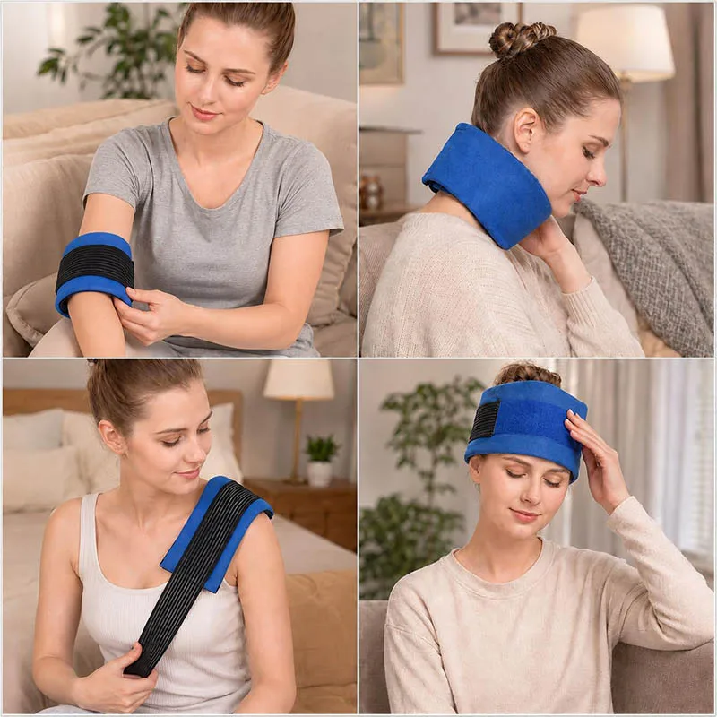 Compresa de gel reutilizable, compresa fría suave, compresa fría y caliente ajustable para codo, pie, rodilla, muñeca, pierna, cuello, cuidado de la salud