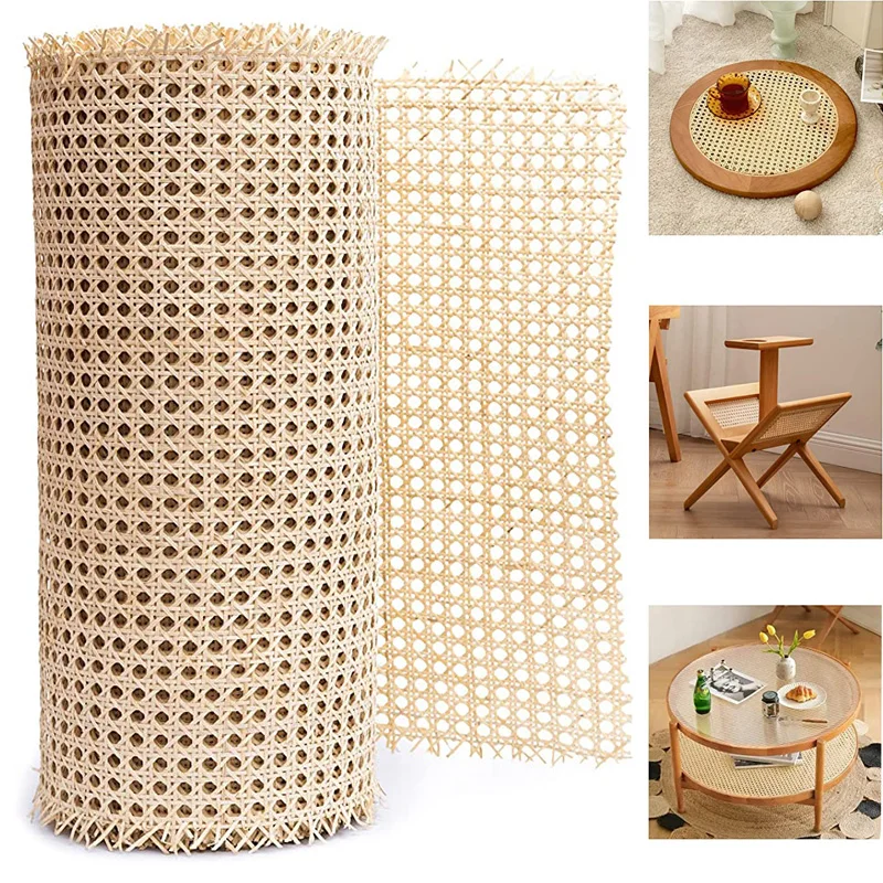 Bastón de rejilla abierta tejida con cinta tejida de ratán de 45x350cm de ancho para muebles, gabinetes, sillas y techo