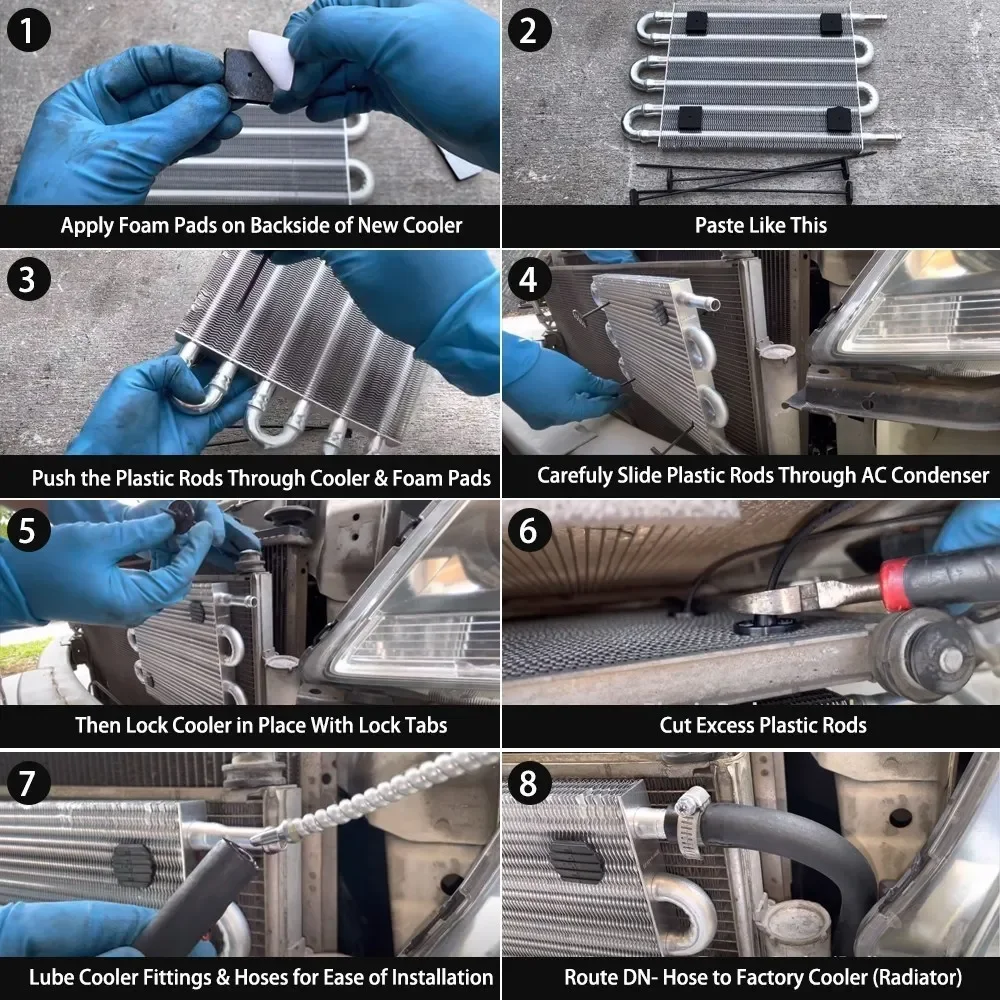 Kit de enfriador de aceite Universal de aluminio para coche, dispositivo de transmisión automática, Manual, TOC-1001, 4 filas, 6 filas, 8 filas