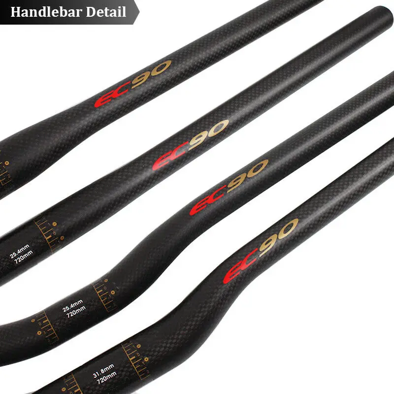 Manillar de bicicleta de fibra de carbono EC90, ultraligero, 25,4/31,8mm, MTB, 660/680/700/720/740/760mm, barra plana/elevadora, pieza de bicicleta