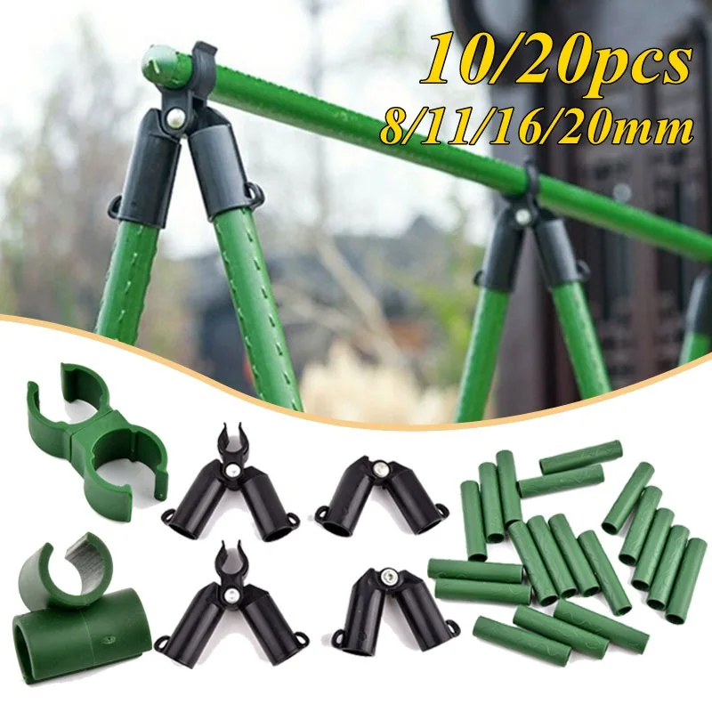 10 Uds soporte para plantas Clips de plástico universales pilares de conector fijo, accesorios ajustables de sujeción de 8/11/16/20mm de diámetro