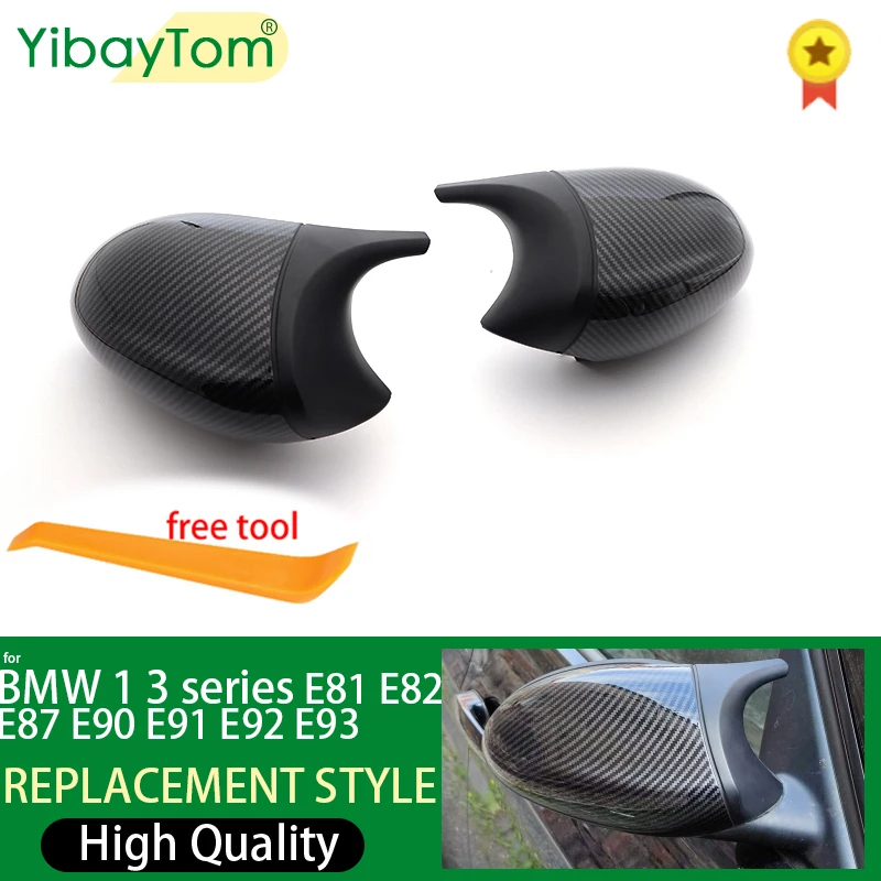 Retrovisor lateral de alta calidad estilo M3 M bocina diseño de fibra de carbono cubierta de espejo para BMW 1 3 Series E81 E82 E87 E88 E90 E91 E92 E93