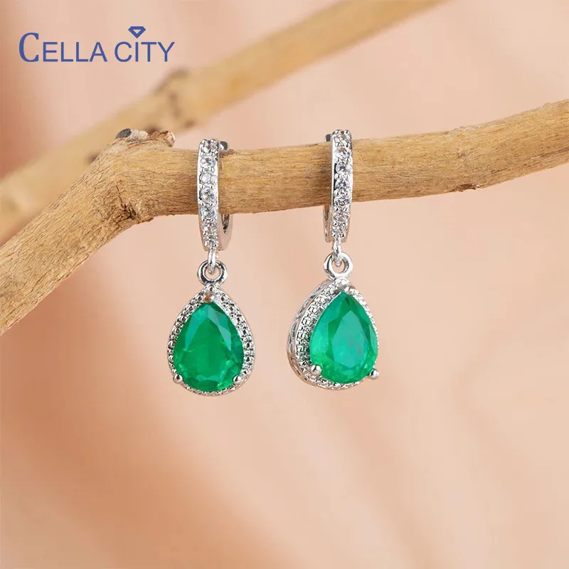 Pendientes de piedras preciosas de turmalina Paraiba brasileña de Cellacity para mujer, pendientes de plata de ley auténtica, regalo de fiesta 2023