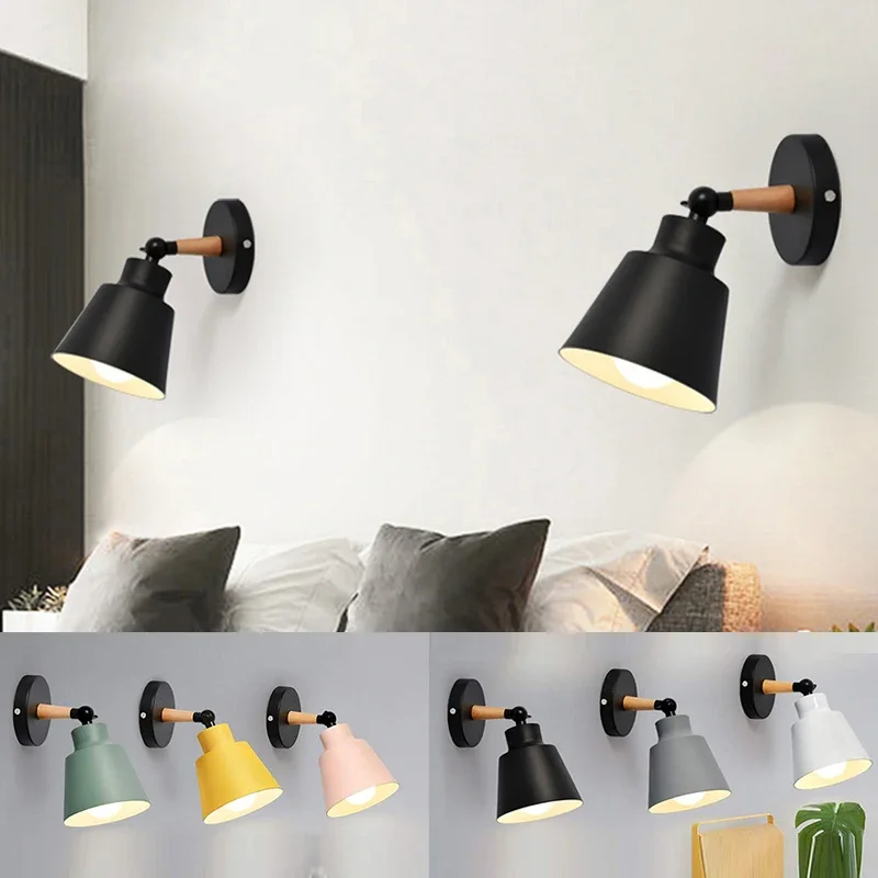 Lámpara de pared nórdica para dormitorio, lámparas de pared LED de madera maciza, lámpara de noche creativa minimalista para sala de estar, pasillo, iluminación decorativa