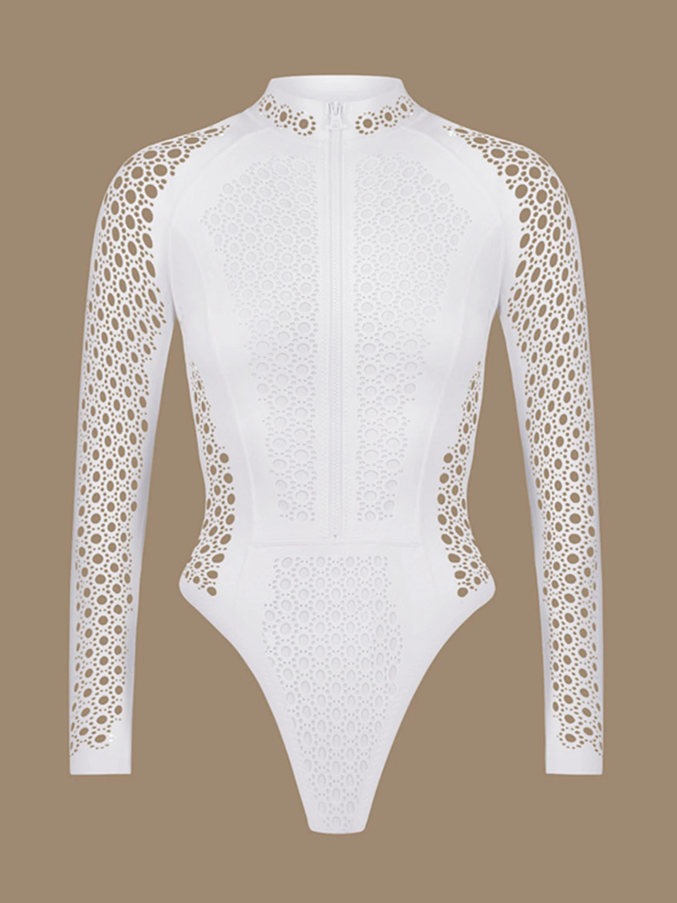 2025 nuevo traje de baño Sexy ahuecado de manga larga para mujer, traje de baño de una pieza con cremallera, trajes de baño para surfear, traje de baño, ropa de playa XL