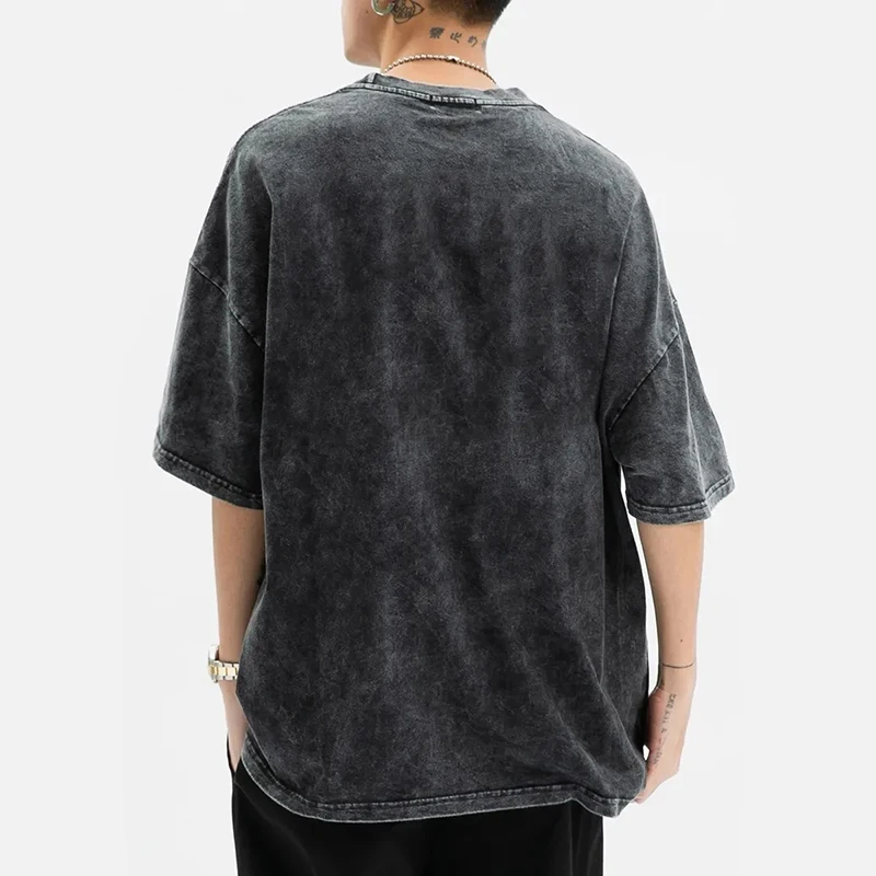 Camisetas gráficas Vintage de algodón con lavado ácido para hombres y mujeres, camiseta informal de verano de gran tamaño, camisetas de manga corta para entrenamiento en gimnasio y Fitness