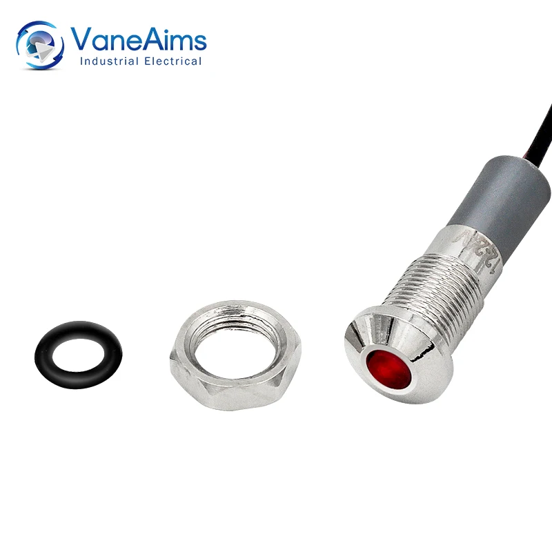 VaneAims 6mm Metal LED luz indicadora montaje en Panel lámpara de señal pequeña rojo azul amarillo verde blanco 220V 24V 12V 6V 3V